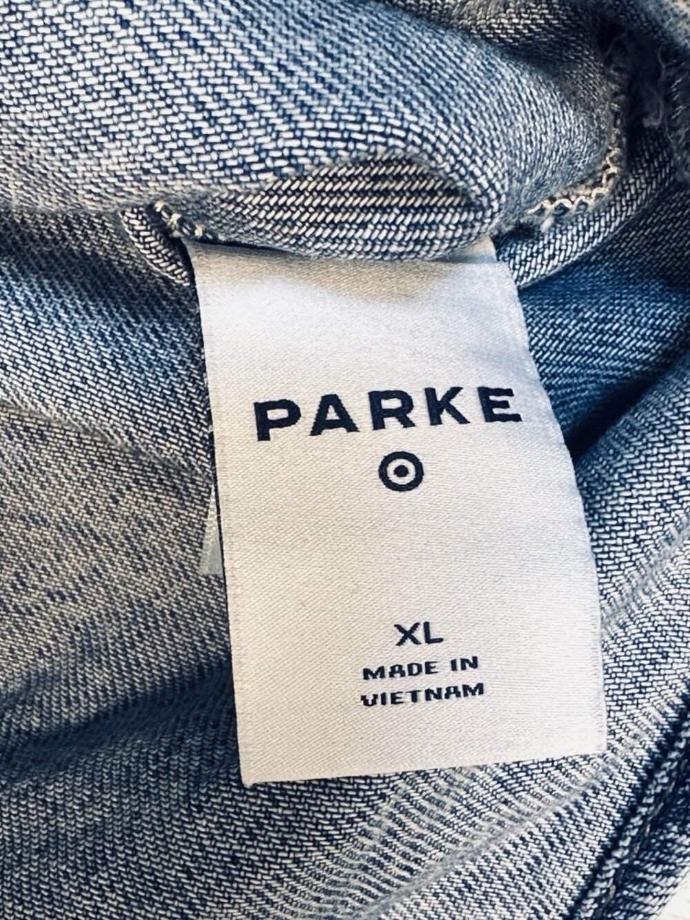 Parke Target Denim Shacket Shirt Jacket Dark Wash Oversized Button Front Sz XL - Picture 14 of 16